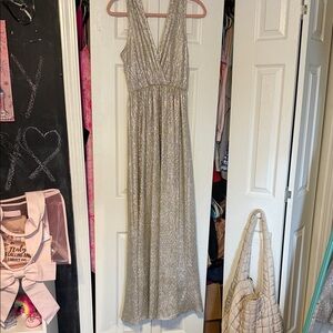 Lulu's Shimmering Silver Evening Gown